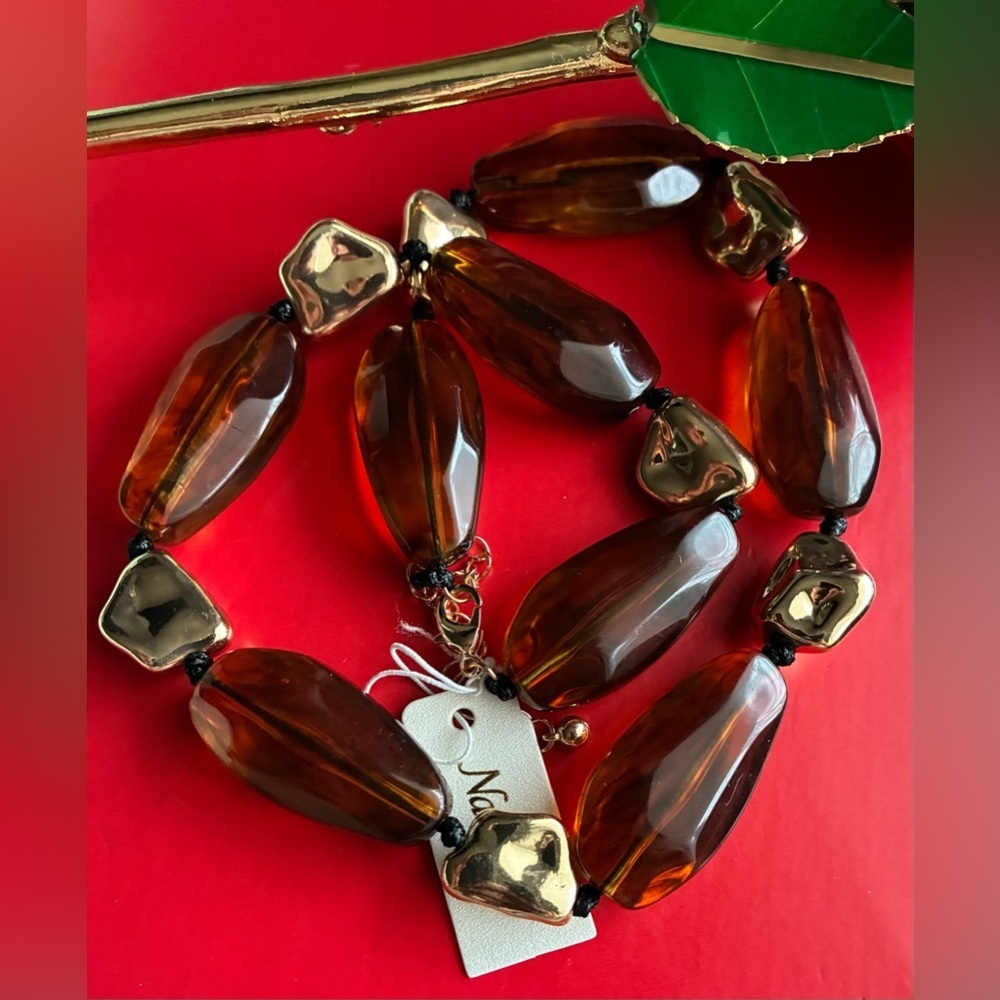 Natasha Couture Brown and Silver Necklace - Picture 3 of 6
